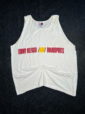 Tommy Hilfiger Boardsports Men's XL White 100% Cotton Lightweight Logo Tank Top